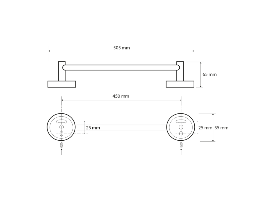 Sapho X-ROUND E držák ručníků 450x65mm, chrom XR408