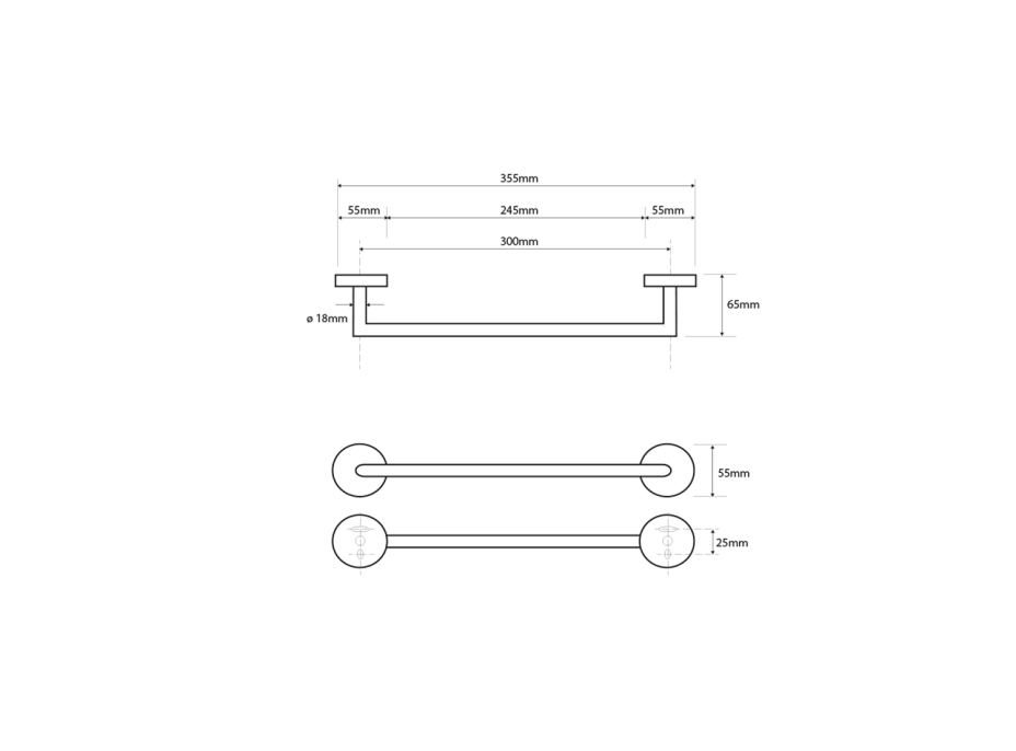 Sapho X-ROUND držák ručníků 300x65mm, chrom XR400