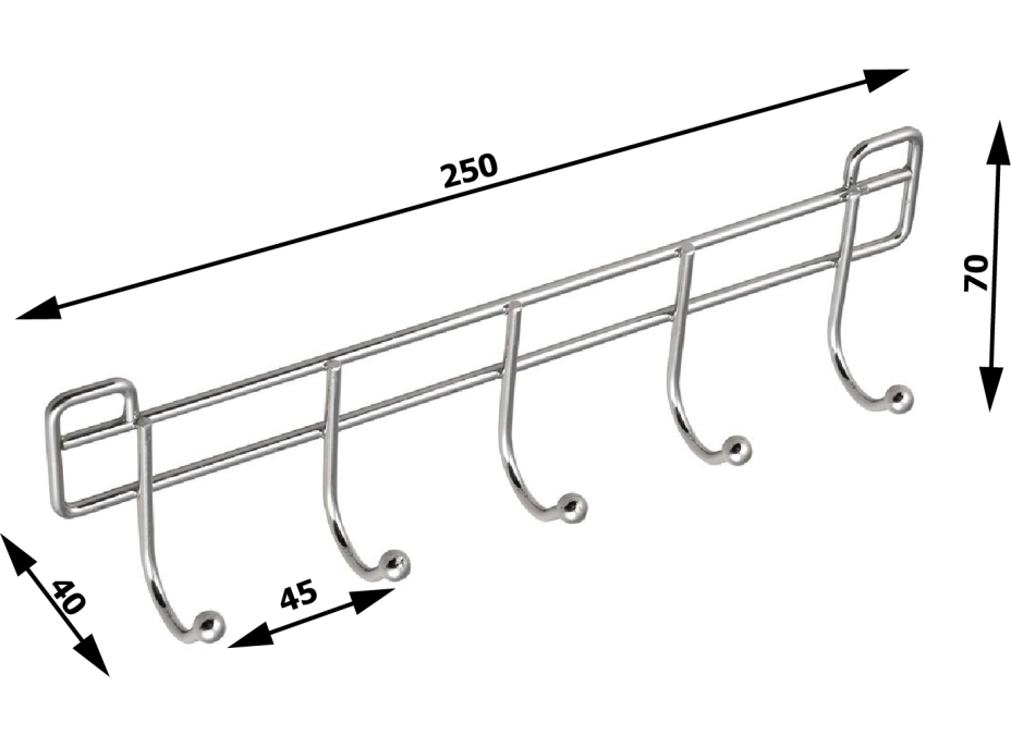 Aqualine CHROM LINE 5 háček, chrom 37055