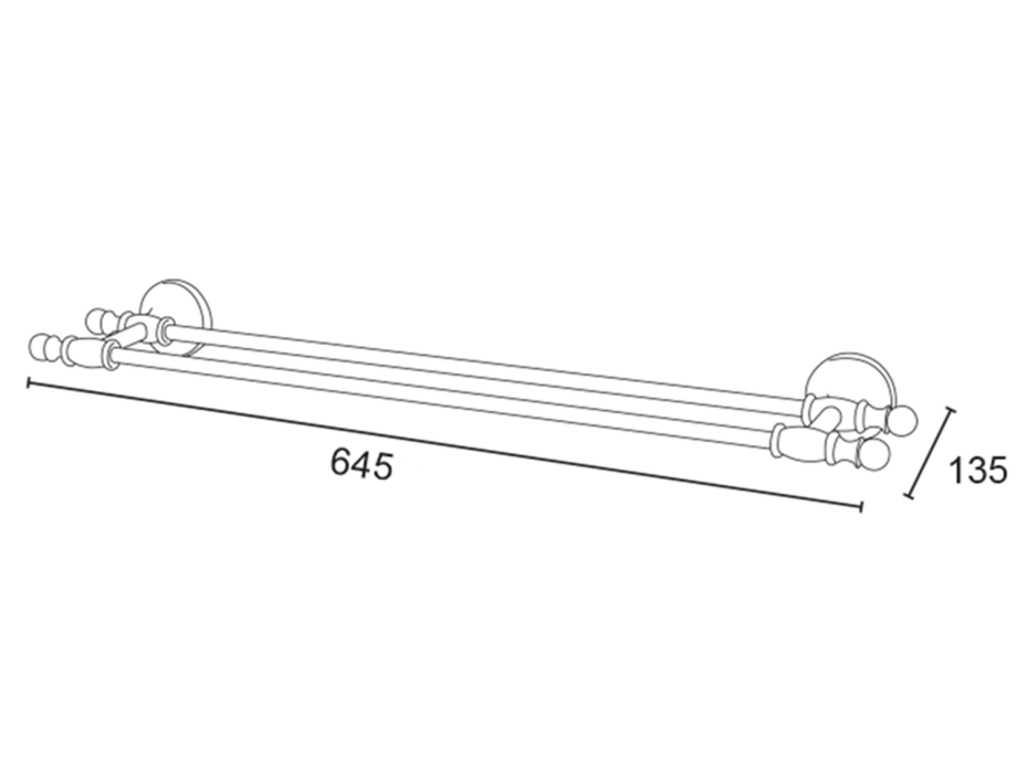 Sapho PERLA dvojitý držák ručníků 645x55mm, zlato PE0125