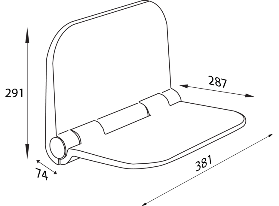 Aqualine DINO sklopné sedátko do sprchového koutu, 37, 5x29, 5cm, bílá DI82