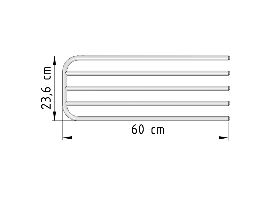 Aqualine Sušák 4 ručníků na otopná tělesa, univerzální upínání, délka 60cm, bílá 25-03-SV460