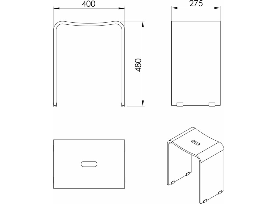 Ridder TRENDY koupelnová stolička 40x48x27, 5cm, bílá mat A211101