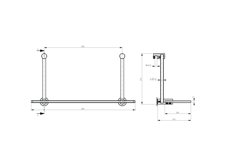 Sapho Závěsná skleněná polička na sprchovou zástěnu 400x180x125mm, černá mat 1301-15B