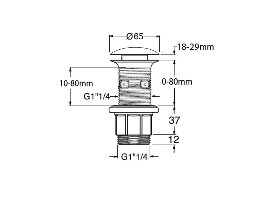 Sapho Umyvadlová výpust 5/4“, click-clack, betonová zátka, písková FG914