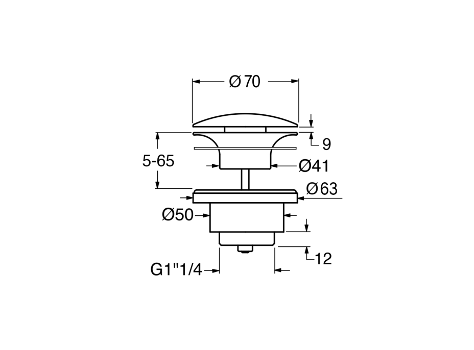 GSI GSI umyvadlová výpust 5/4“, neuzavíratelná, tl.5-65 mm, keramická krytka, tortora mat PVC05