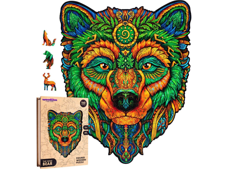 WOODLIKA Dřevěné puzzle Moudrý medvěd 160 dílků