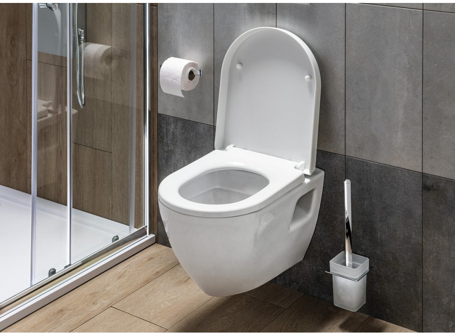 Aqualine APOLLO WC štětka závěsná, mléčné sklo, chrom 1416-08