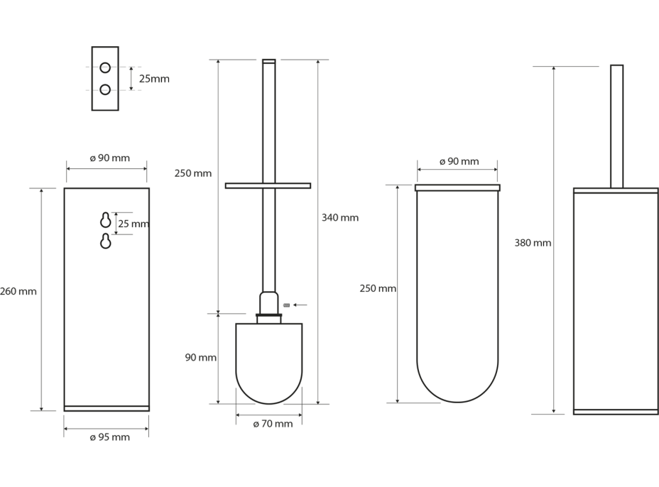 Sapho X-STEEL WC štětka závěsná/na postavení, nerez mat XS300