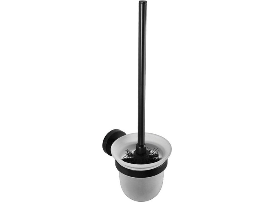 Sapho X-ROUND BLACK WC štětka závěsná, mléčné sklo, černá mat XR303B