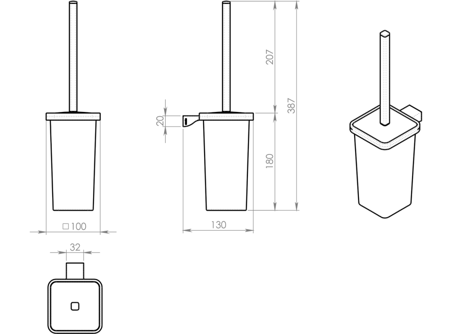 Gedy GLAMOUR WC štětka závěsná, mléčné sklo, chrom 573303