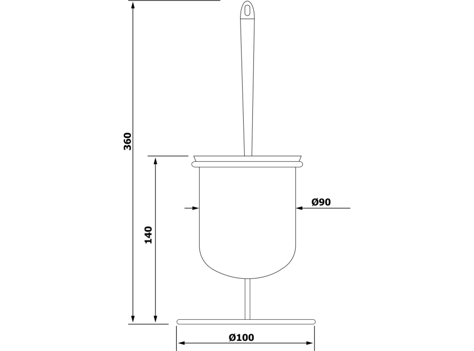 Aqualine SIMPLE LINE WC štětka na postavení, chrom GA1304