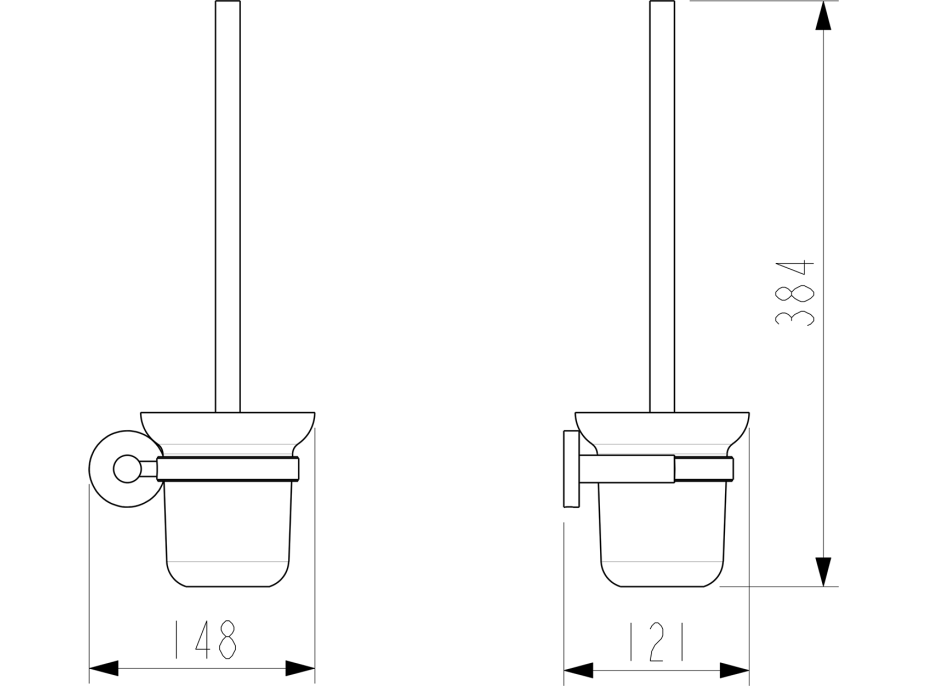 Sapho X-ROUND WC štětka závěsná, mléčné sklo, černá mat XR323B