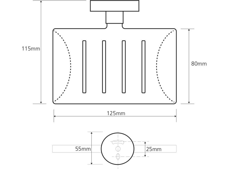 Sapho X-ROUND mýdlenka obdélníková s otvory, chrom XR804