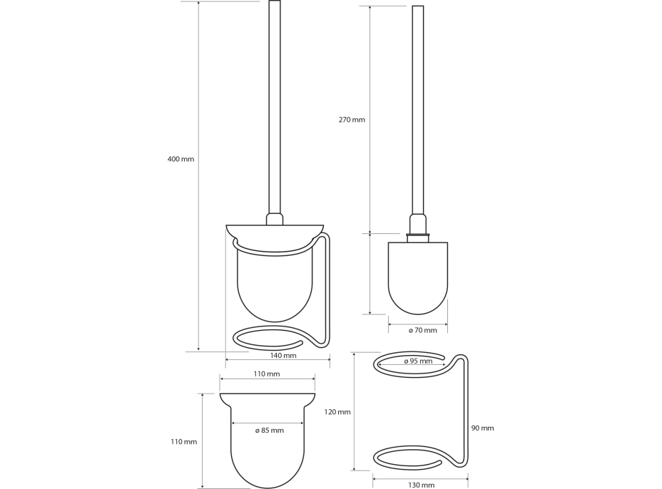 Sapho X-ROUND E WC štětka na postavení, mléčné sklo, chrom XR302