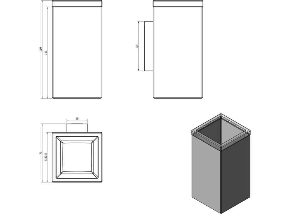 Sapho QUELLA sklenka, systém uchycení Lift a Clean, chrom QE504