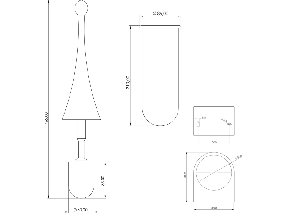 MARPLAST COLORED WC štětka závěsná, ABS, bílá A65801BI