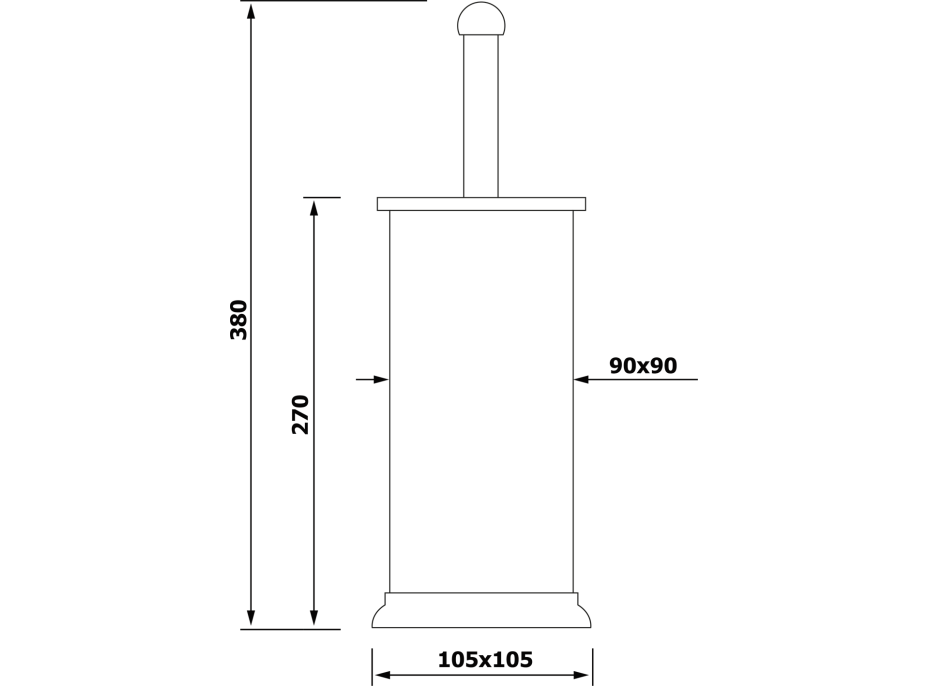 Aqualine SIMPLE LINE WC štětka hranatá, nerez mat GA1210