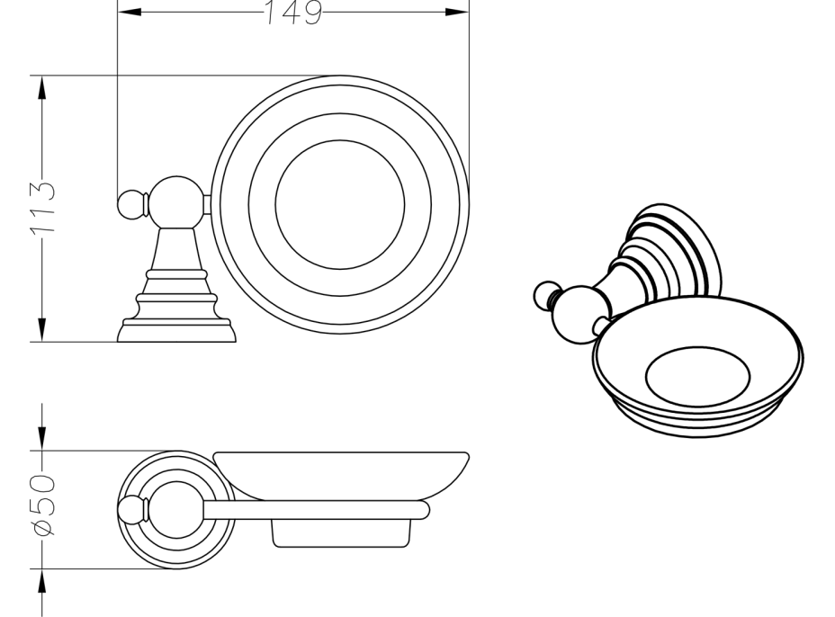 Sapho DIAMOND mýdlenka, mléčné sklo, chrom 1317-02