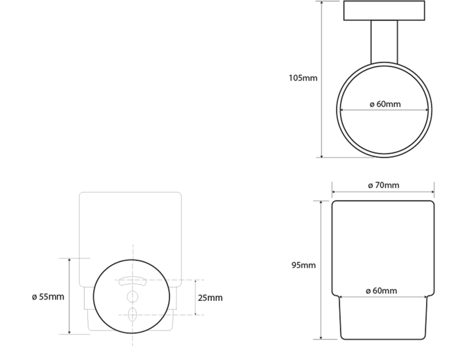 Sapho X-ROUND sklenka, mléčné sklo, chrom XR903