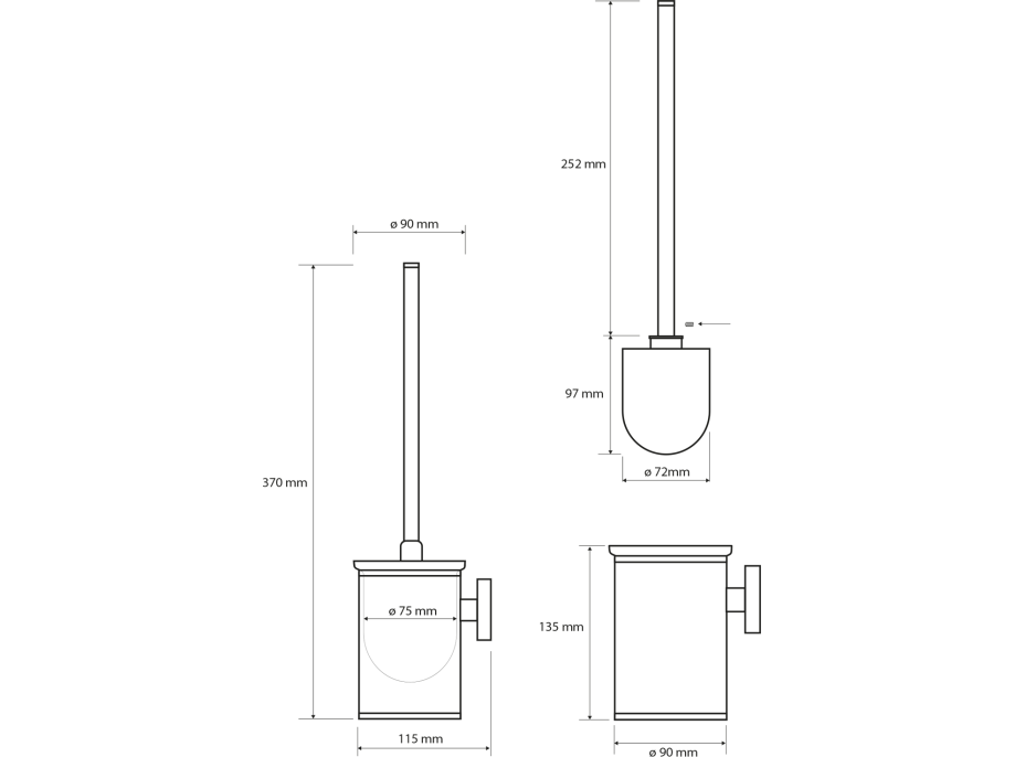 Sapho X-STEEL WC štětka závěsná, nerez mat XS305