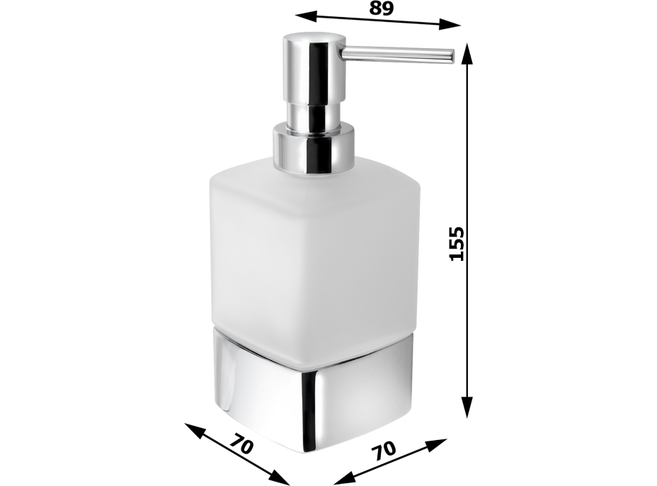 Gedy LOUNGE dávkovač mýdla na postavení, 280 ml, mléčné sklo, chrom 545513