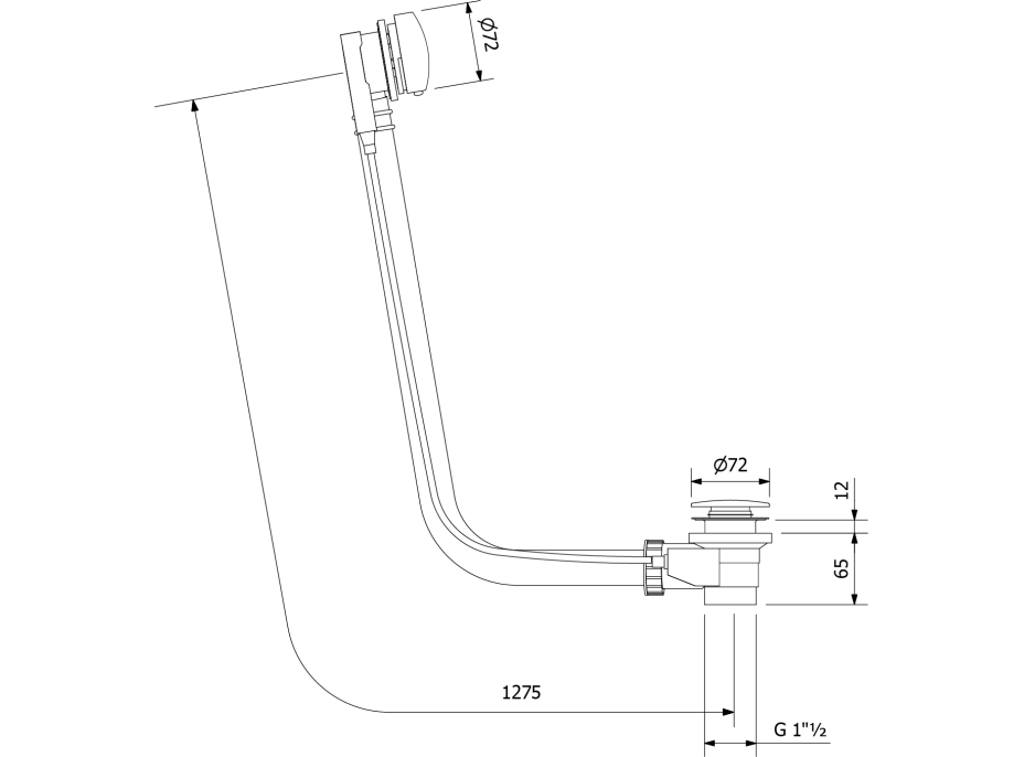 Polysan Vanová souprava s bovdenem, délka 1275mm, zátka 72mm, chrom 71683