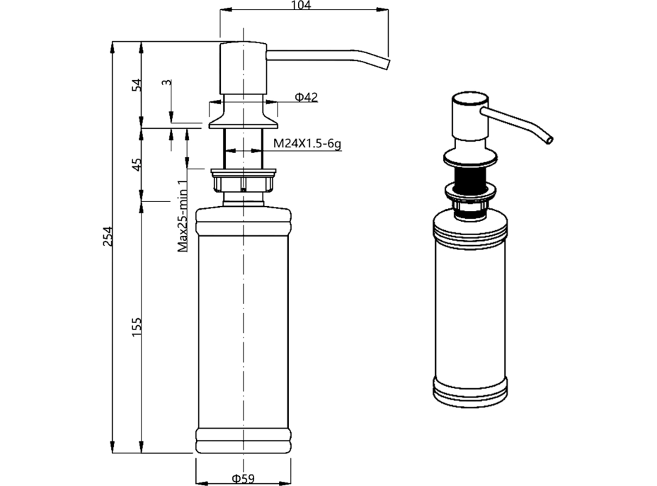 SAMONA Zápustný dávkovač mýdla, kulatý, ABS/černá mat 31483503