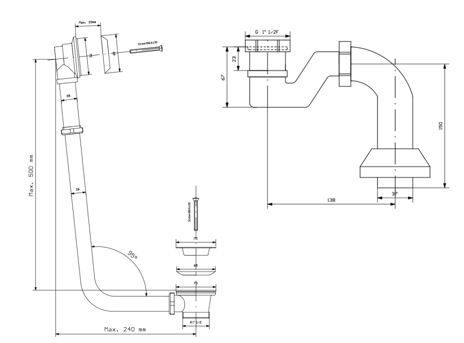 Polysan CHARLESTON vanová souprava pro vnější instalaci, řetízek, včetně sifonu, bronz 71688