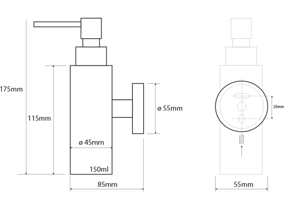 Sapho X-STEEL dávkovač mýdla 150ml, nerez mat XS100