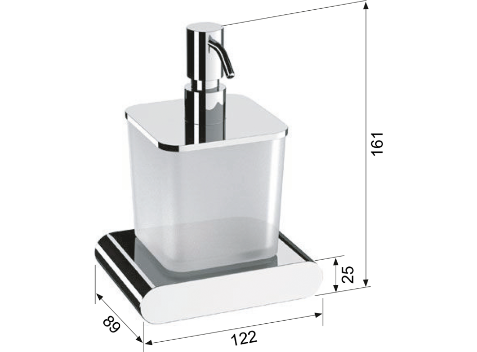Sapho FLORI dávkovač mýdla, 300 ml, mléčné sklo, černá mat RF019/15