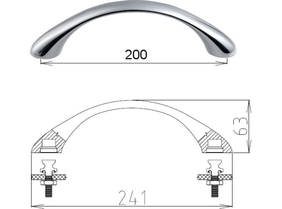 Polysan SYMMETRIC madlo do vany 240mm, chrom 250420