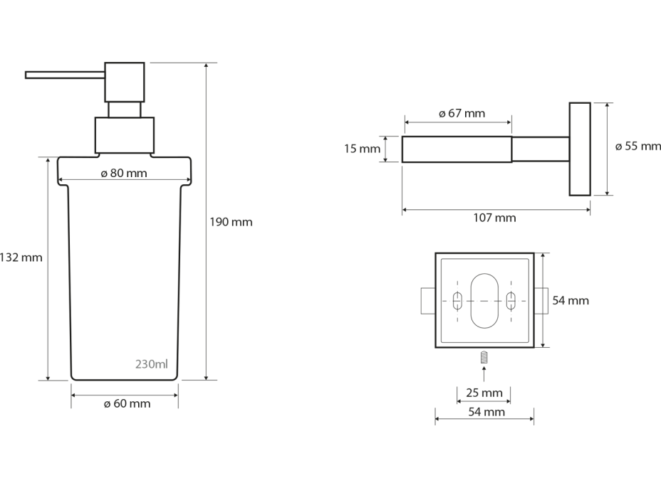 Sapho X-SQUARE dávkovač mýdla 230ml, mléčné sklo, chrom XQ100