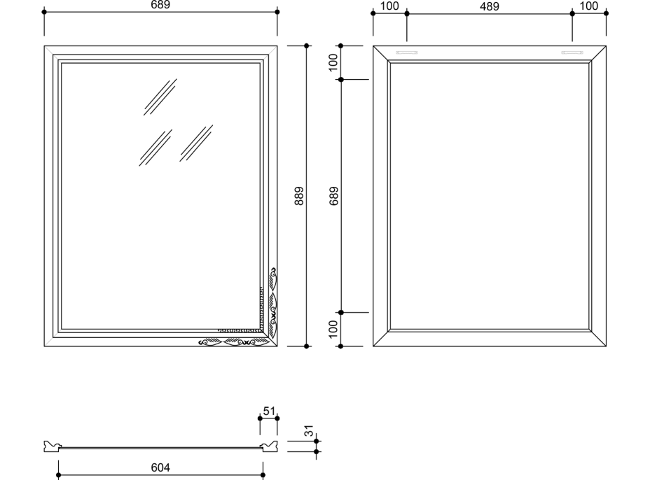 Sapho BOHEMIA zrcadlo v dřevěném rámu 686x886mm, zlatá NL483