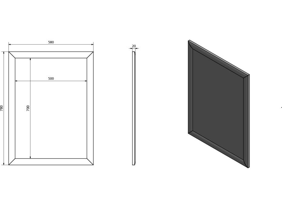 Sapho ESTA zrcadlo v dřevěném rámu 580x780mm, stříbrná s proužkem NL395