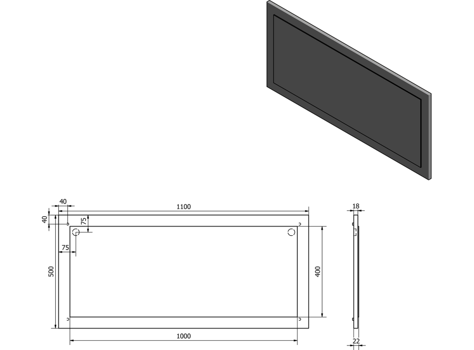 Sapho TREOS zrcadlo v rámu 1100x500mm, dub Polar TS100-1010