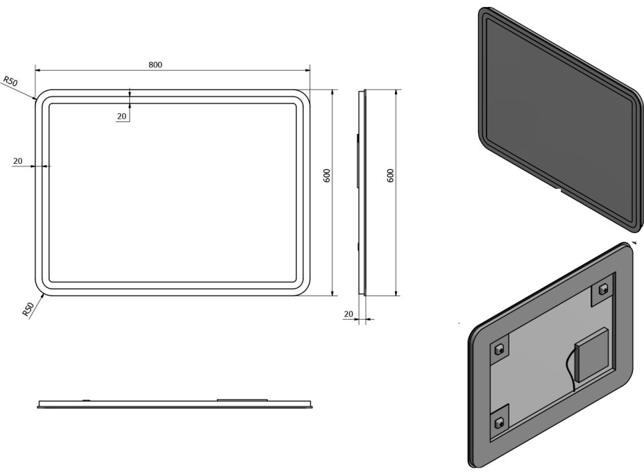 Sapho NYX zrcadlo s LED osvětlením 600x800mm NY060