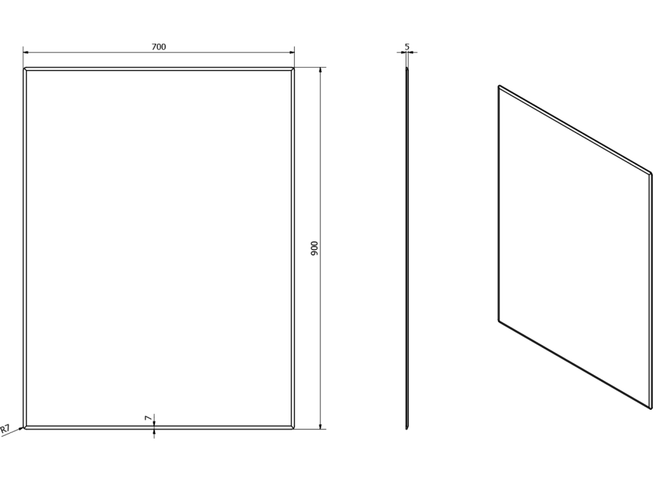 Sapho ACCORD zrcadlo s fazetou 700x900mm, bez úchytu MF444