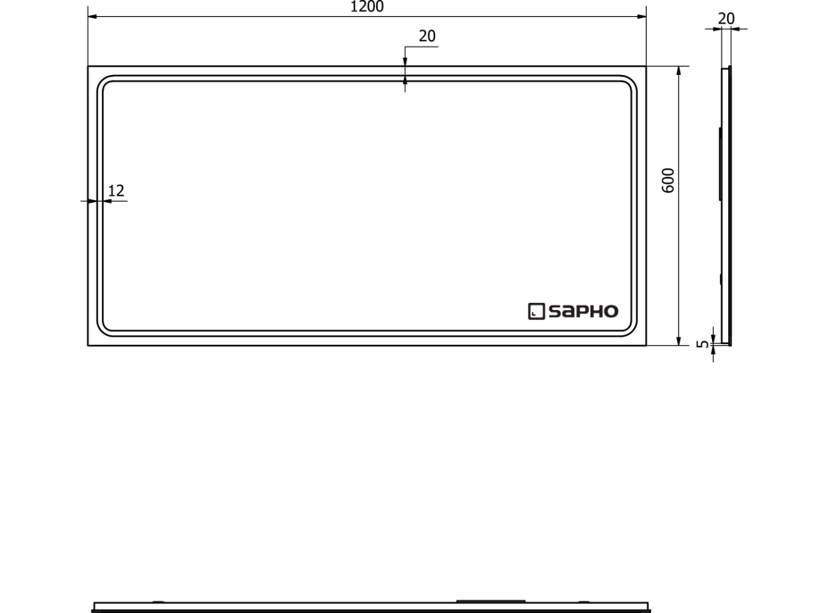 Sapho GEMINI zrcadlo s LED osvětlením 1200x600mm GM120