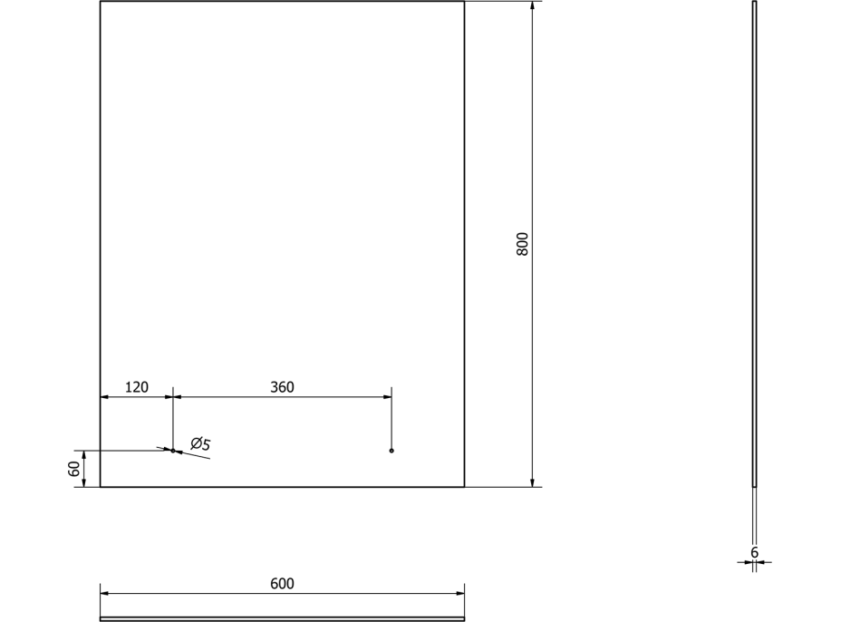 Aqualine Zrcadlo s otvory pro polici 60x80cm, včetně závěsů 22430