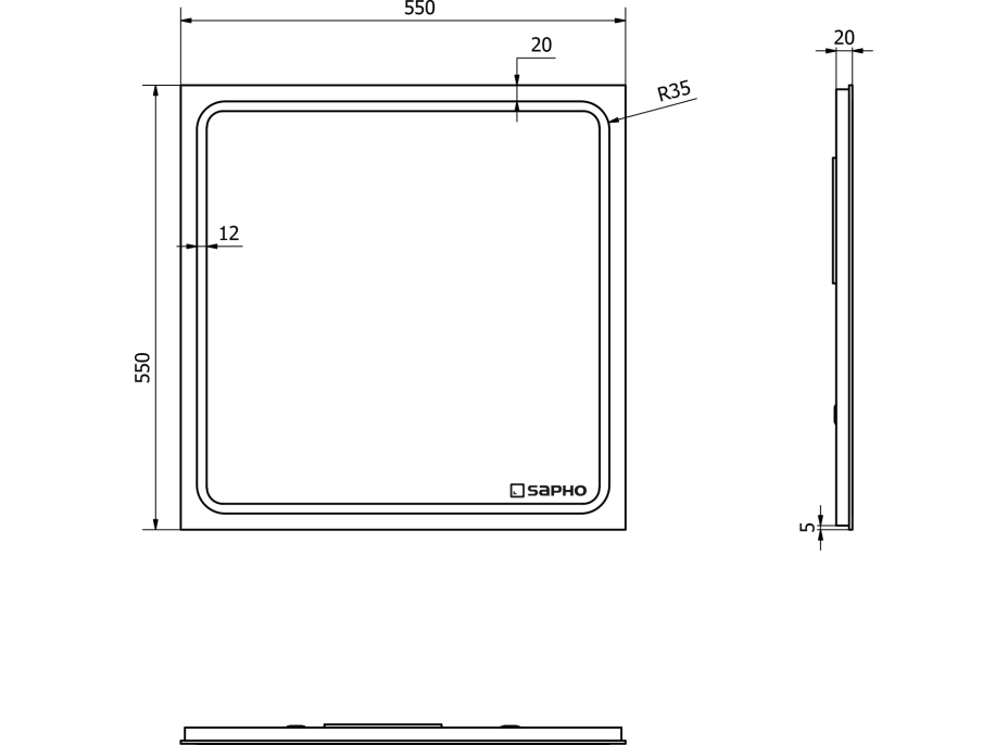 Sapho GEMINI zrcadlo s LED osvětlením 550x550mm GM055