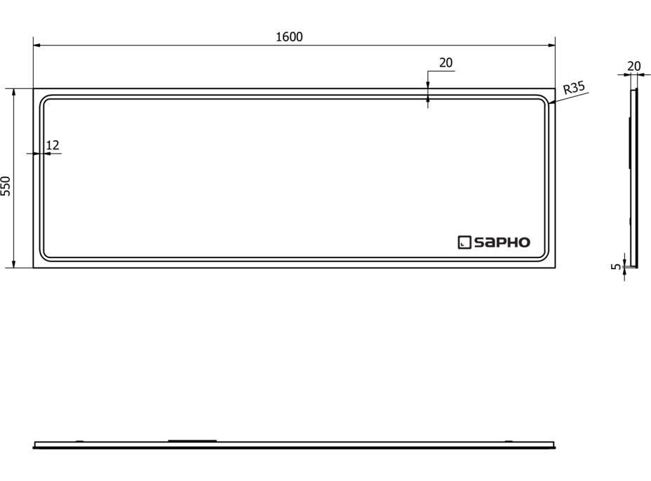 Sapho GEMINI zrcadlo s LED osvětlením 1600x550mm GM160