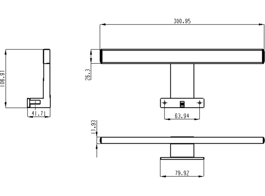 Aqualine SERAPA LED svítidlo 5W, 230V, 300x40x100mm, plast, chrom SA147