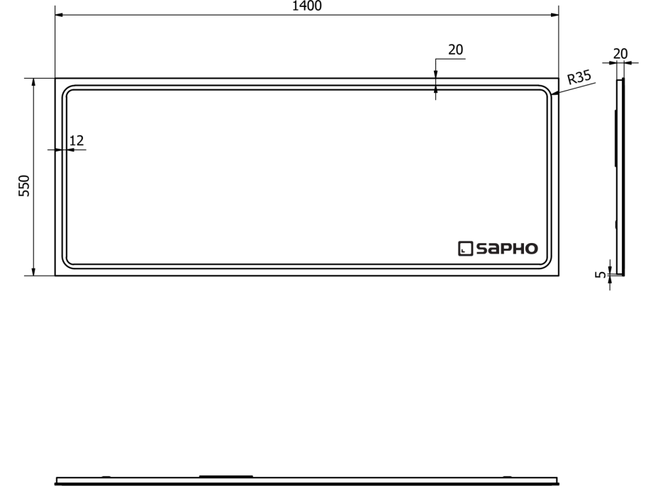 Sapho GEMINI zrcadlo s LED osvětlením 1400x550mm GM140