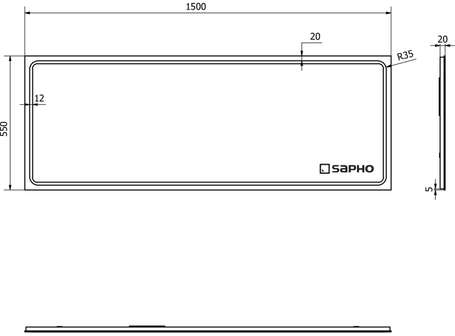 Sapho GEMINI zrcadlo s LED osvětlením 1500x550mm GM150