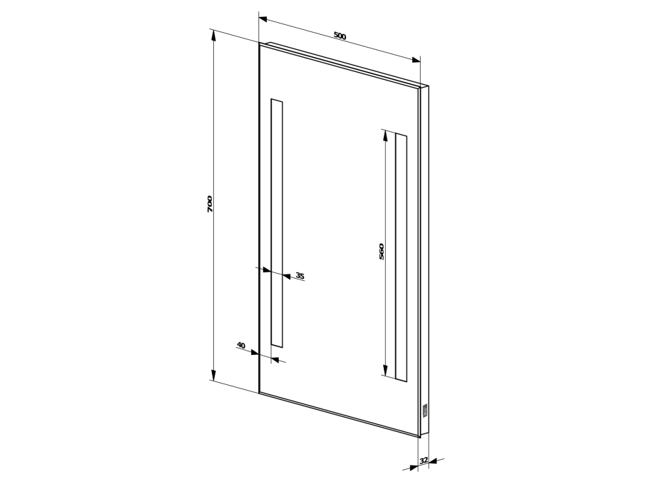 Aqualine Zrcadlo s LED osvětlením 50x70cm, kolébkový vypínač ATH5