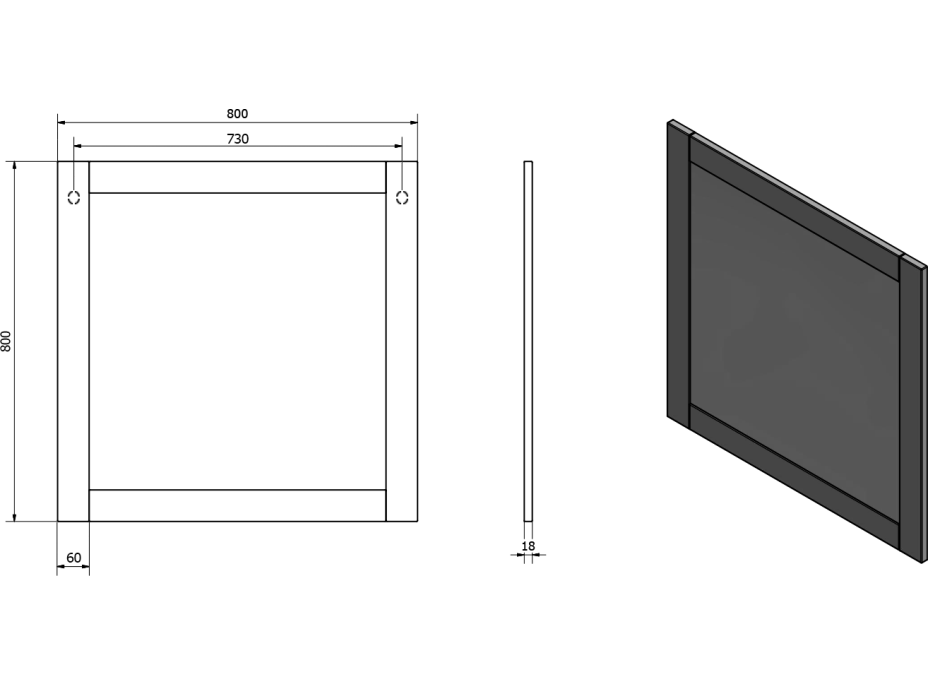 Aqualine FAVOLO zrcadlo v rámu 80x80cm, bílá mat FV080