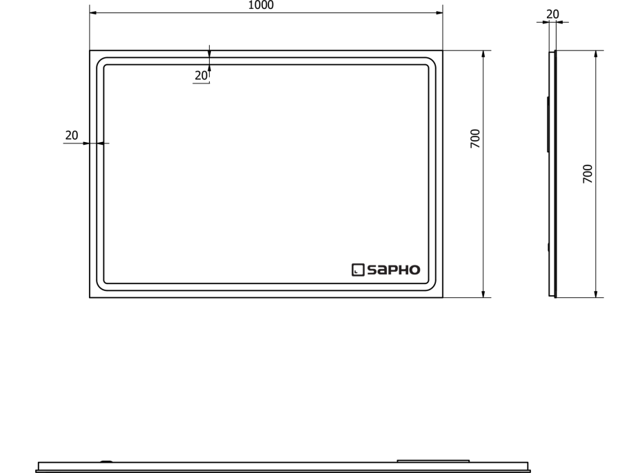 Sapho GEMINI zrcadlo s LED osvětlením 1000x700mm GM100