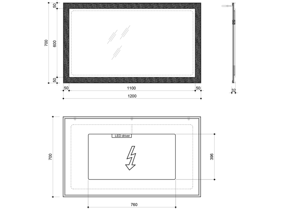 Sapho FLUT zrcadlo s LED podsvícením 1200x700mm, bílá FT120