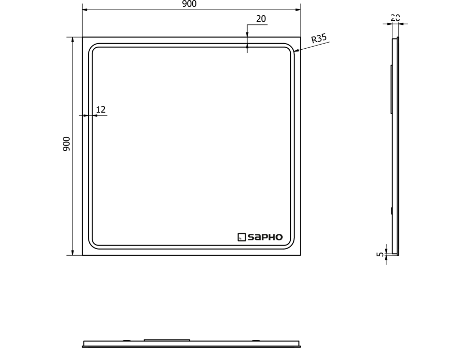 Sapho GEMINI zrcadlo s LED osvětlením 900x900mm GM092